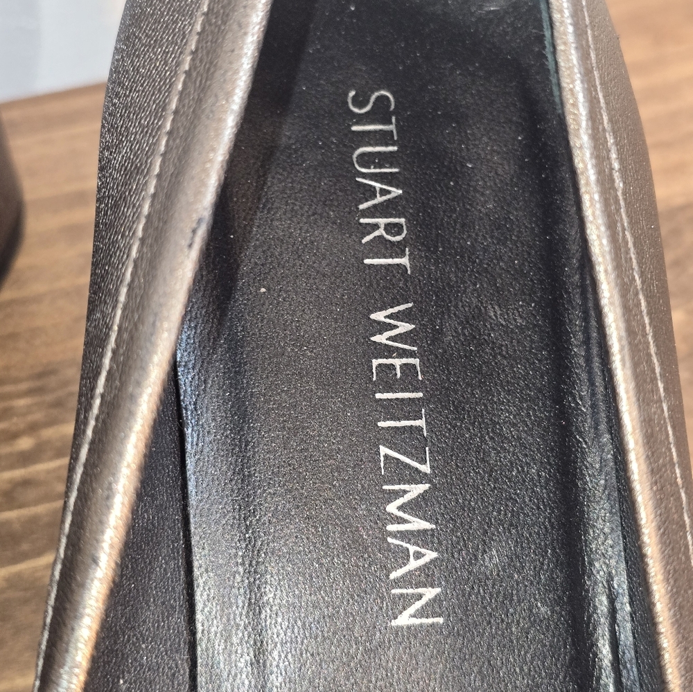 Stuart Weiztman Gold Metallic Block Heel Pumps Women's Size 9M - Picture 4 of 11
